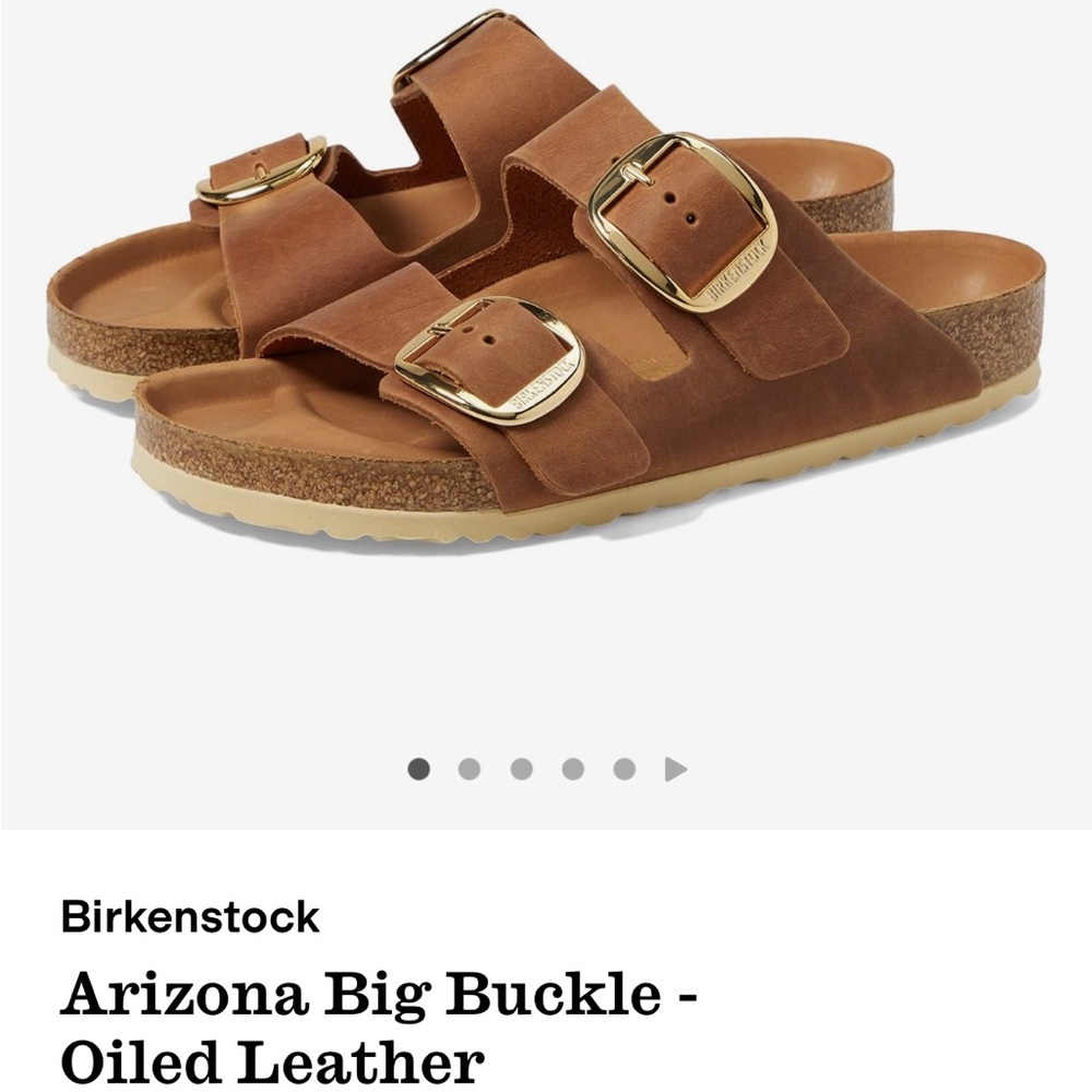Birkenstock Arizona Oiled Leather Sandals with Gold Buckles